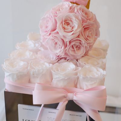 Pink and white everlasting preserved flower arrangement