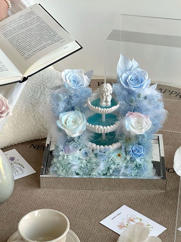 Elegant blue preserved flower gift lasting over a year