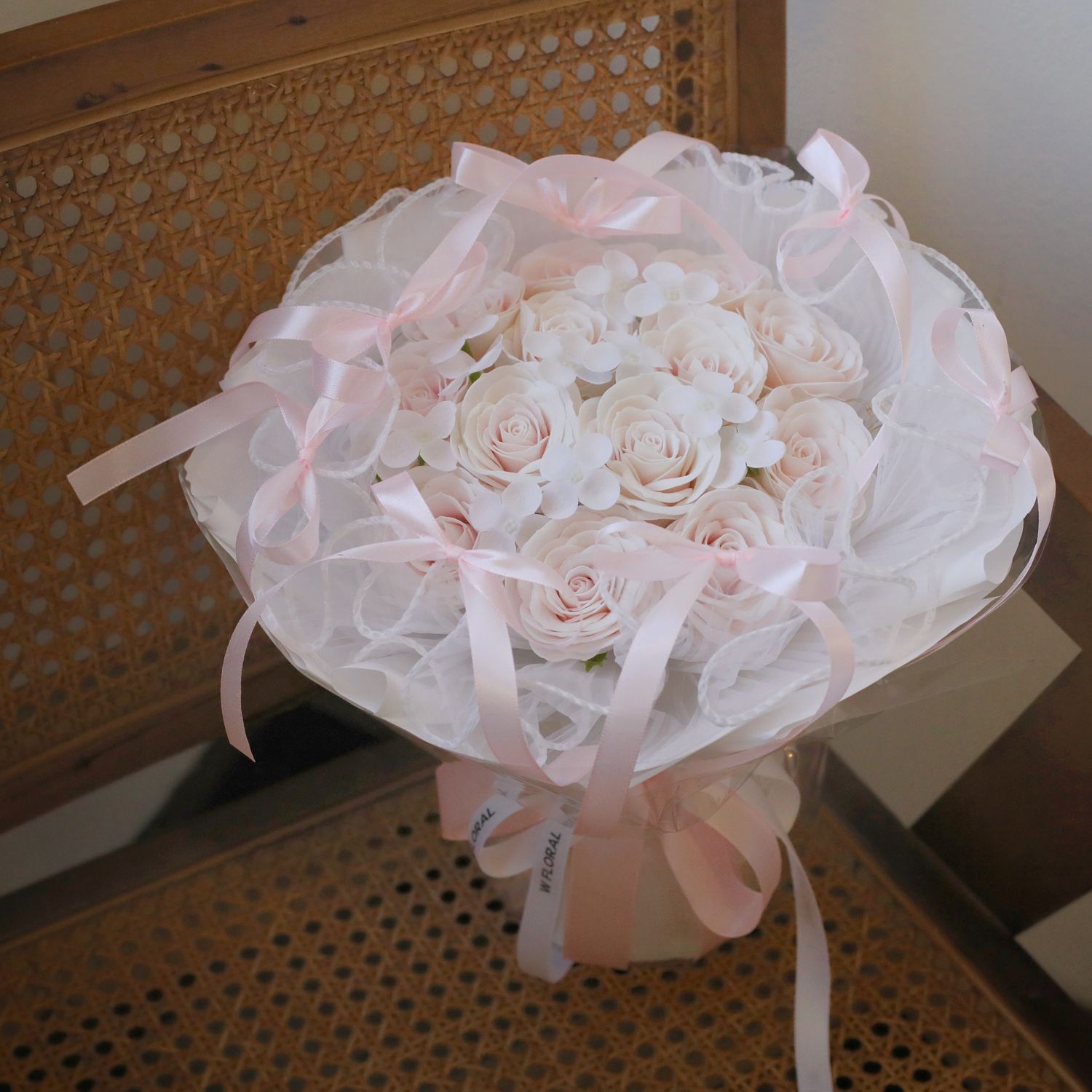 Artificial Soap Flower - Rosy Whispers Bouquet - Light Pink