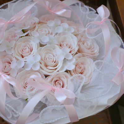 Artificial Soap Flower - Rosy Whispers Bouquet - Light Pink