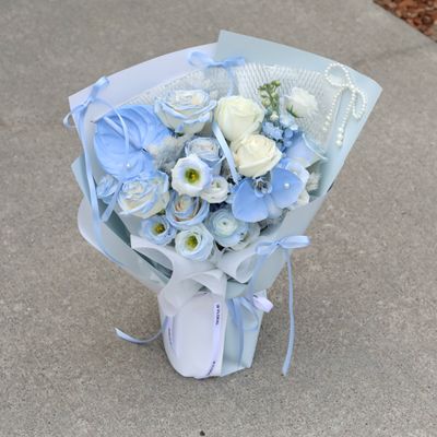 Cloud Whispers – Blue &amp; White Toned Bouquet