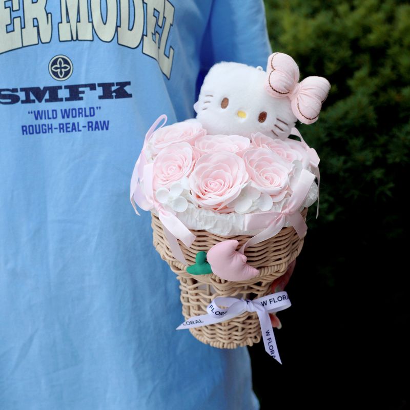 Pink Hello Kitty Soap Flower Ice Cream Bouquet