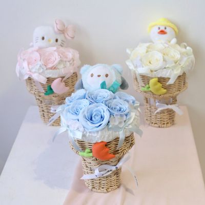 Artificial Soap Flower - Pochacco Blue Soap Flower Ice Cream Bouquet