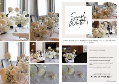 White rose and hydrangea birthday table flowers Toronto