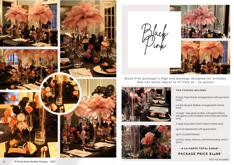 Black Pink Birthday Package | Toronto Birthday Decoration