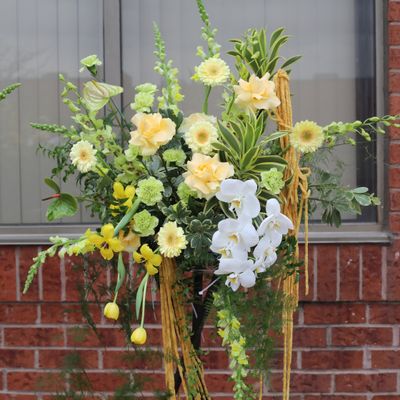 Orchid grand opening standing flower arrangement Toronto