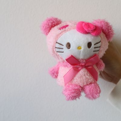 Pink Hello Kitty plush bag charm and keychain gift add-on
