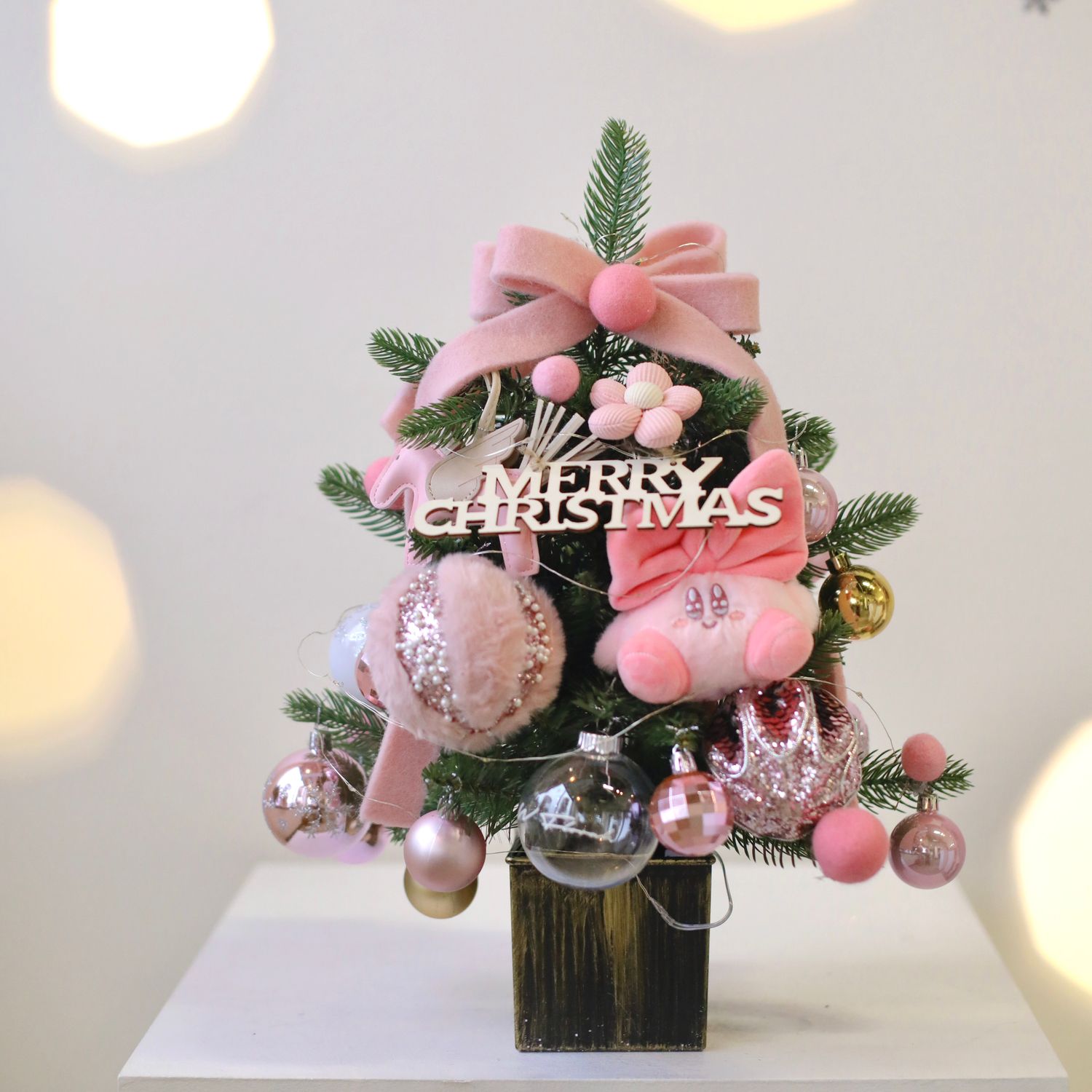 18 Inch Holly Glam Tabletop Christmas Tree - Blush Dream