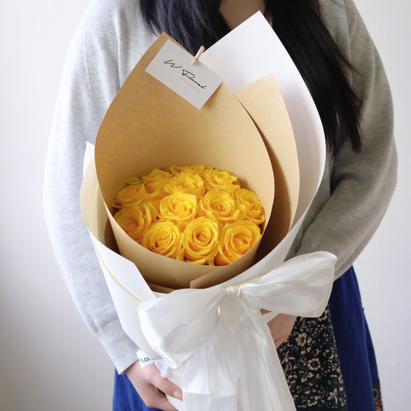 Silky Canele Round Bouquet - Yellow