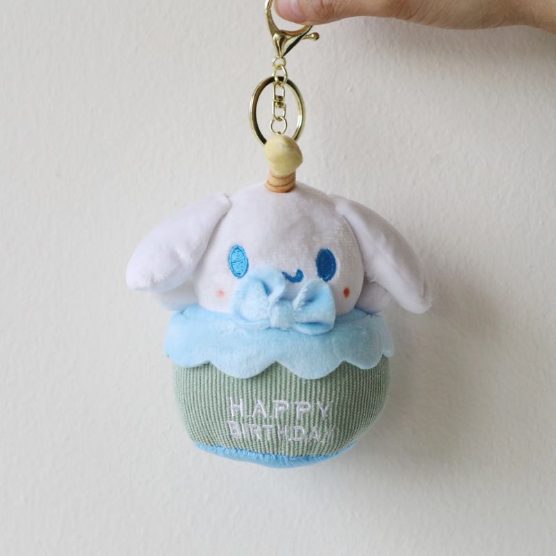 Cinnamoroll birthday cake plush bag charm and keychain gift add-on