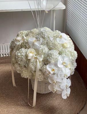 Lumiere Basket White Hydrangea Meringue