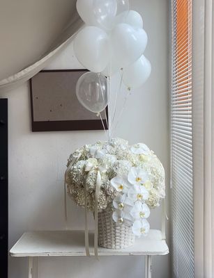 Lumiere Basket White Hydrangea Meringue