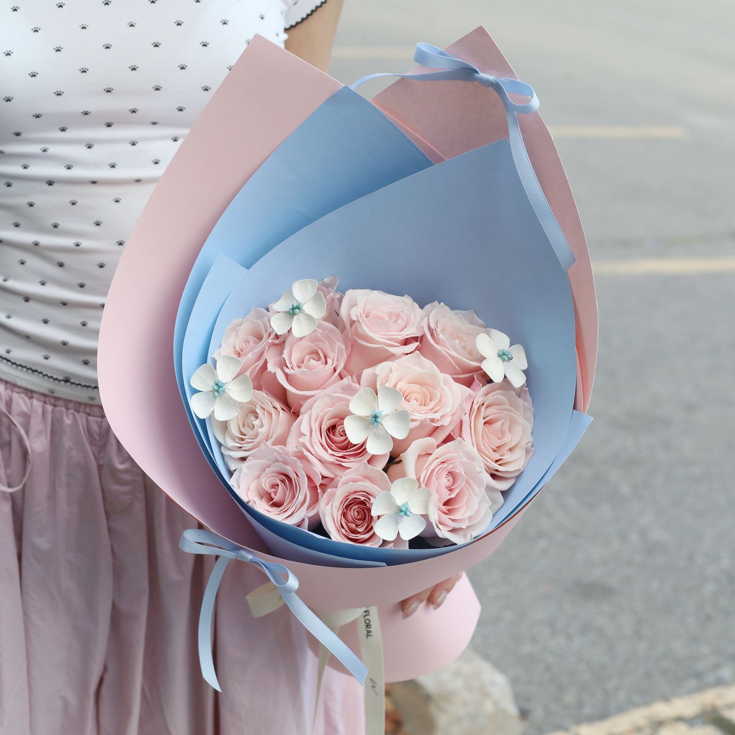 Buttercup &amp; Pink Rose Bouquet