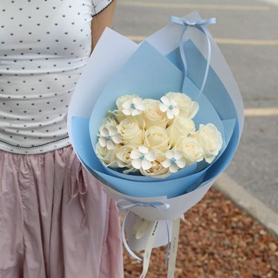 Buttercup & White Rose Bouquet