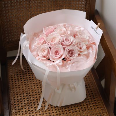 Lolita Round Pink Rose Bouquet by W Floral Studio
