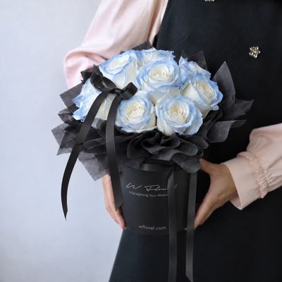 Luxury blue rose box arrangement for birthday and anniversary gifts