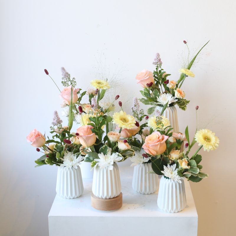 Mini Origami Vase Table Centrepiece with fresh seasonal flowers