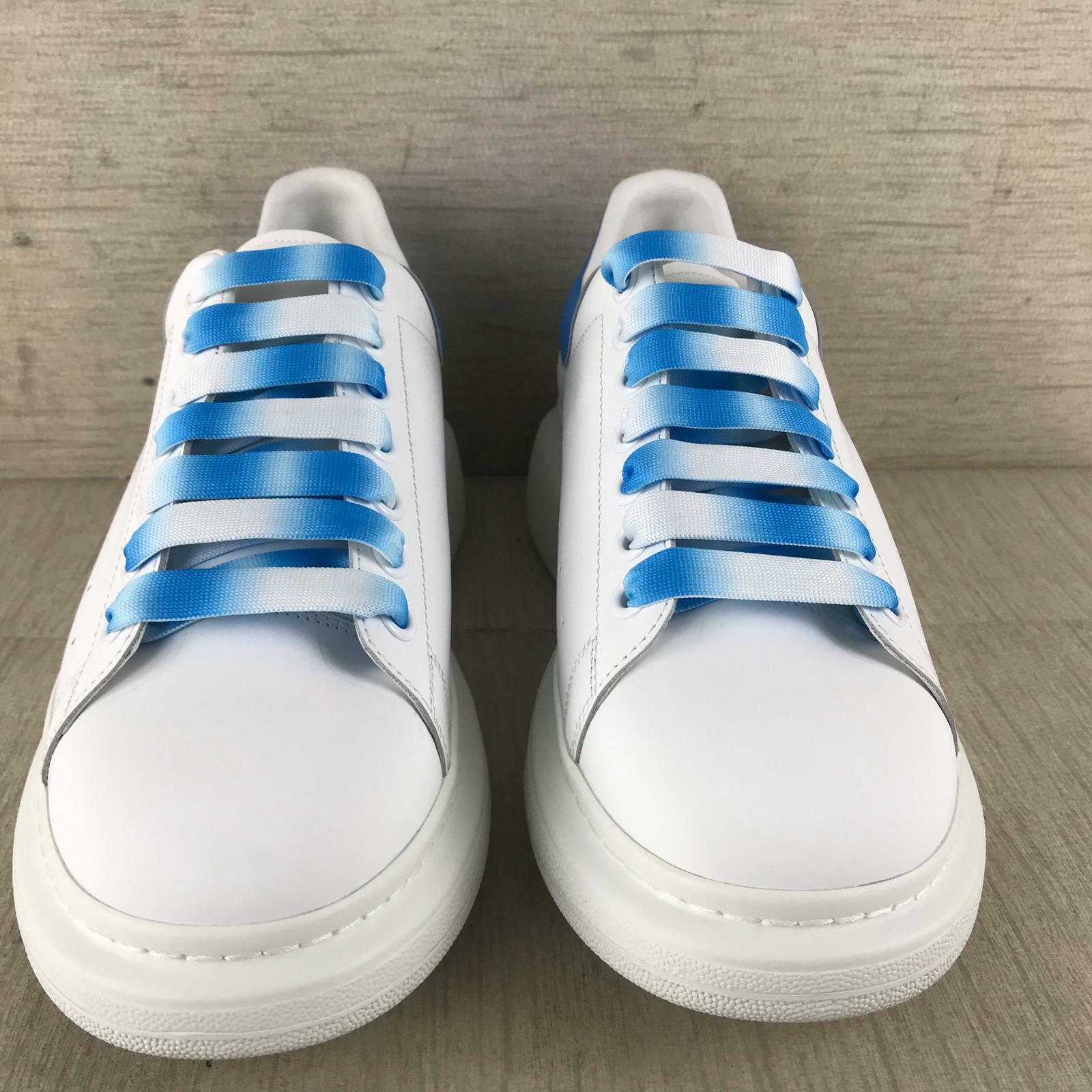 SNEAKERS ALEXANDER MCQUEEN OVERSIZE AZZURRO LACCI SPRAY RETRO PELLE