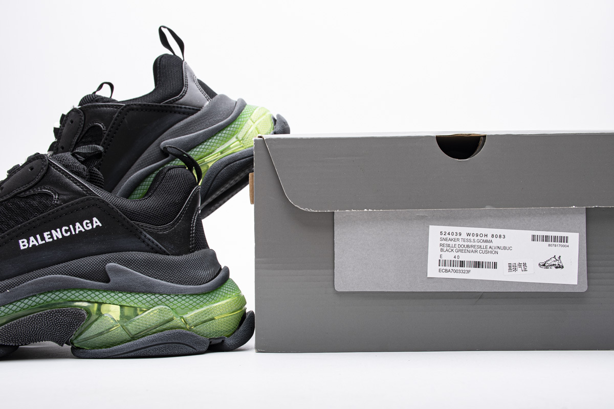 Sneaker Triple S con suola trasparente in nero e verde - CALZATURE