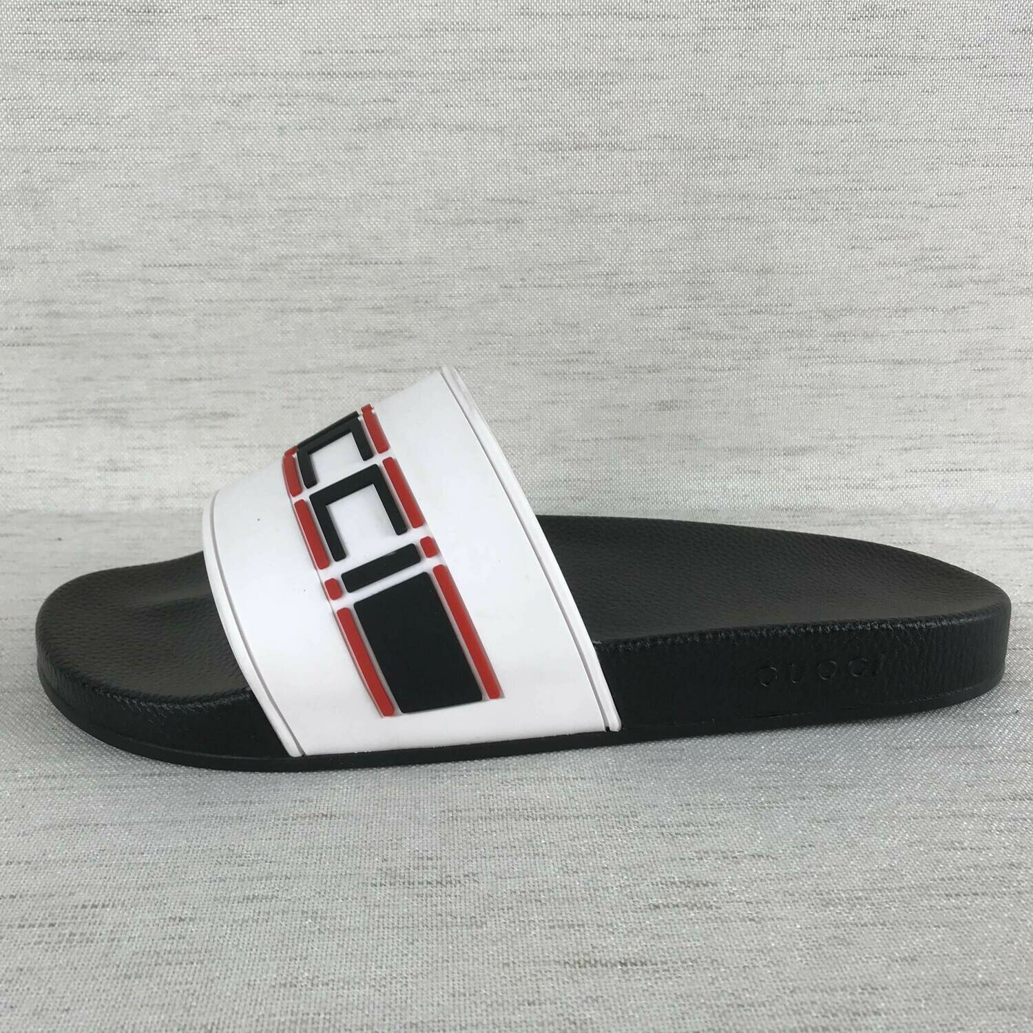 CIABATTE GUCCI SLIDER NASTRO BIANCO