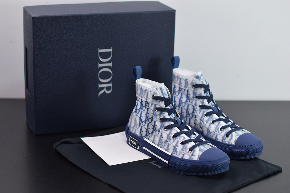 B23 High-Top Sneaker White and Navy Blue Dior Oblique Canvas | DIOR