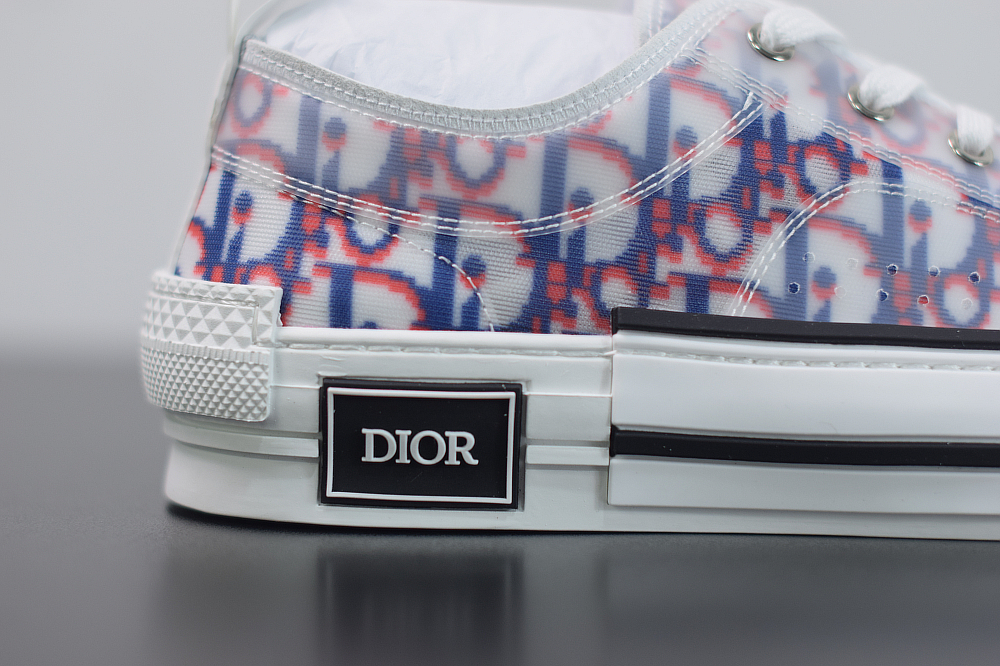 SNEAKERS CHRISTIAN DIOR B23 LOW OBLIQUE LOGO BLU/ROSSO