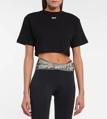 T-SHIRT OFF-WHITE CROPPED TOP NERO DONNA