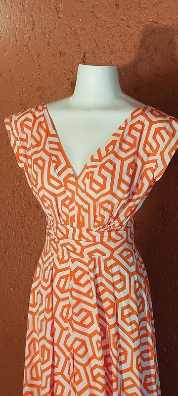 Stunning Orange and White, Wrap Dress