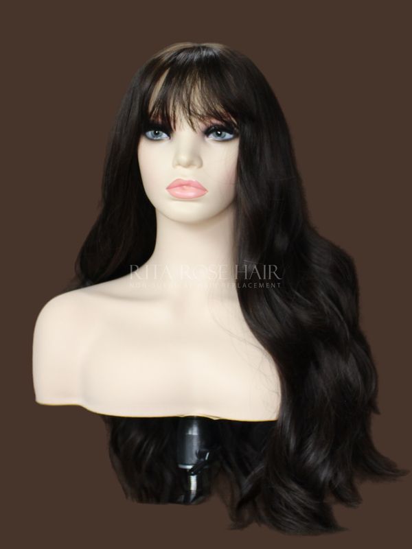 ​Elegant Long Curly Dark Brown Wig