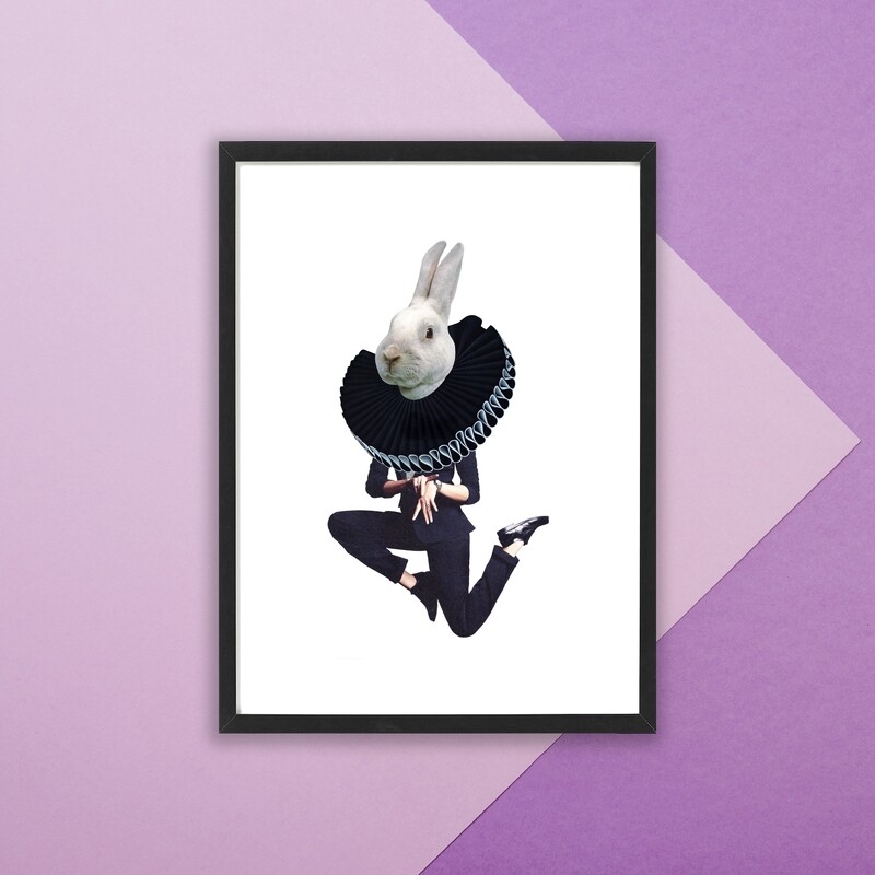 White rabbit - I&#39;m late | original handmade collage