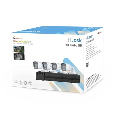 Kit TurboHD 1080p / DVR 4 Canales / 4 Cámaras Bala ColorVu con Micrófono Integrado / Fuente de Poder / Accesorios de Instalación