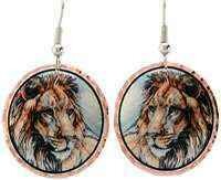 LION EARRINGS COLORFUL ZOO ANIMAL JEWELRY Y-44