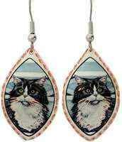 BLACK AND WHITE CAT EARRINGS Y-36