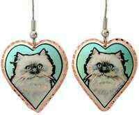 WHITE PERSIAN CAT EARRINGS Y-38
