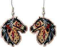 HORSE EARRINGS WITH PAINT FEATHERS Y-15