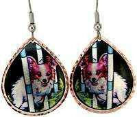 HANDCRAFTED DOG JEWELRY PAPILLON DOG EARRINGS LG-04