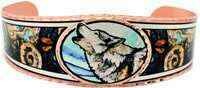 HOWLING WOLF BRACELETS, COLORFUL WOLF JEWELRY BY-32