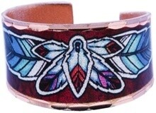 COLORFUL FEATHER ART COPPER RINGS RY-04