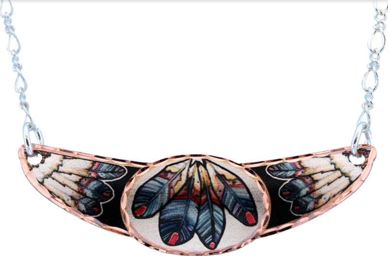 COPPER FEATHER ART CHOKER NECKLACE JY-312