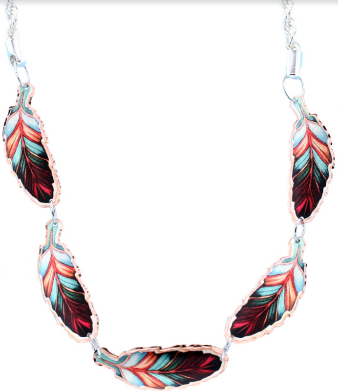 COPPER COLORFUL FEATHER CHOKER NECKLACE LN-342