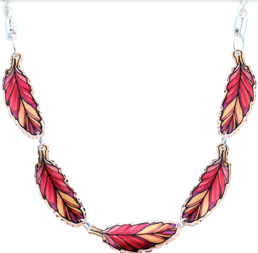 COPPER RED FEATHER CHOKER NECKLACE LN-108