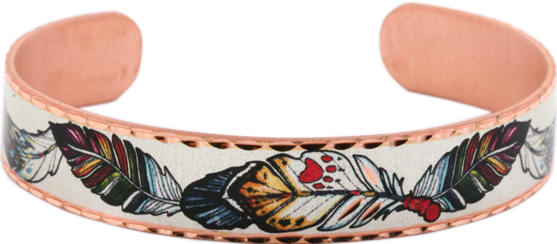 COLORFUL FEATHER ARTWORK COPPER BRACELET BYN-08