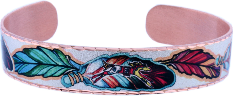 COLORFUL FEATHER ARTWORK COPPER CUFF BRACELETS BYN-23