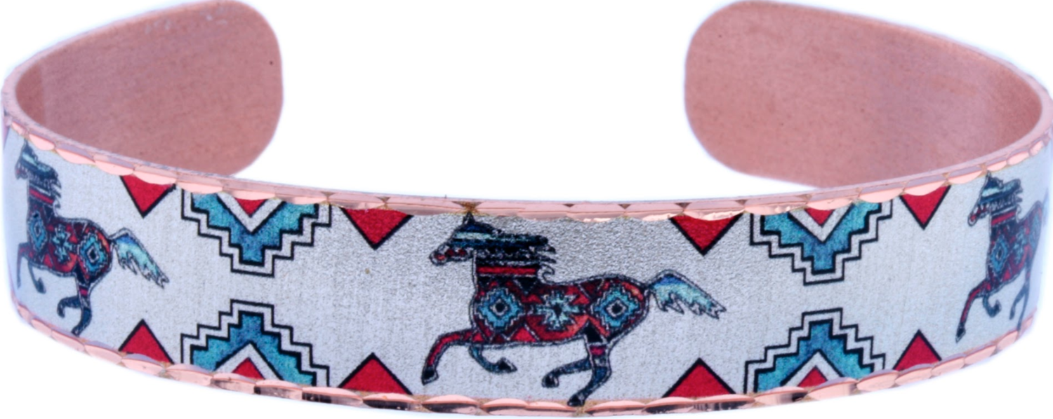 NATIVE PAINTED HORSE CUFF BRACELETS BYN-05