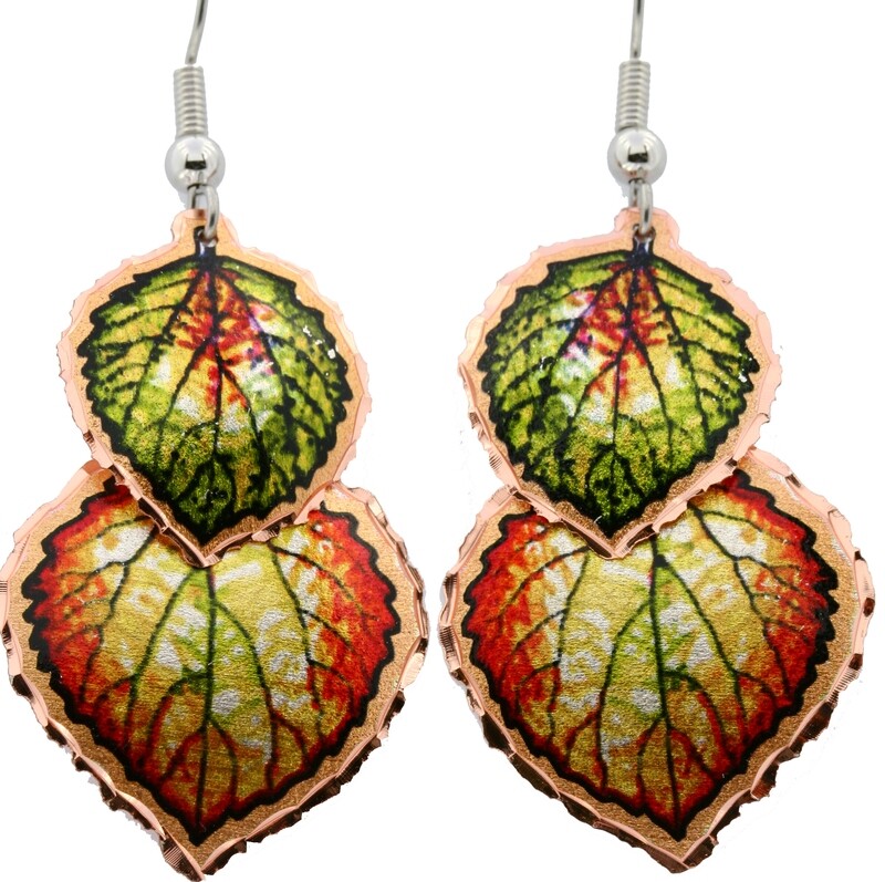 COLORFUL ASPEN LEAVES DANGLE EARRINGS LDM-273