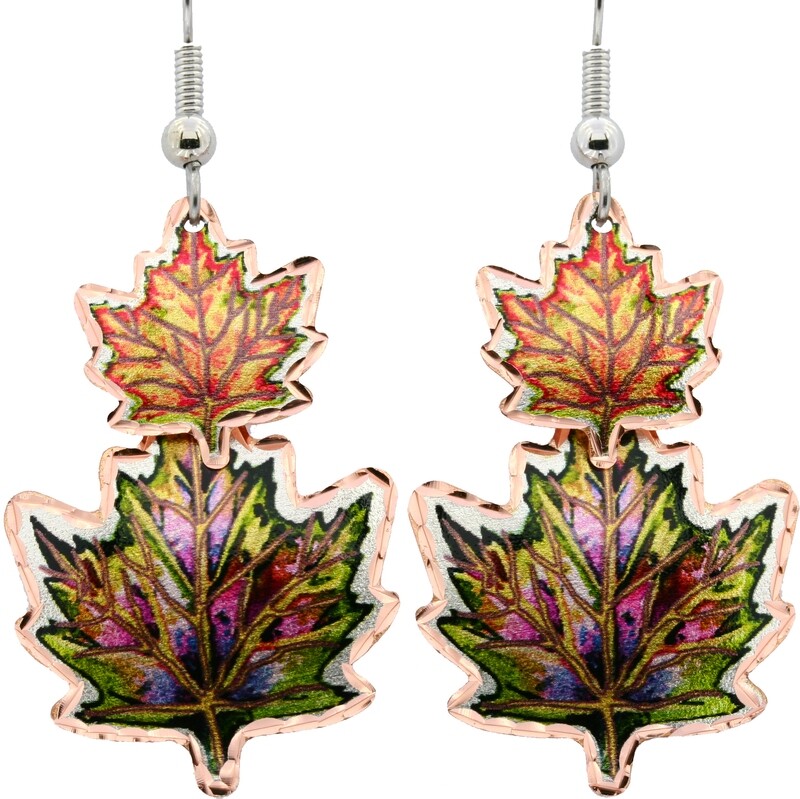 DANGLE MAPLE LEAVES EARRINGS LDM-282