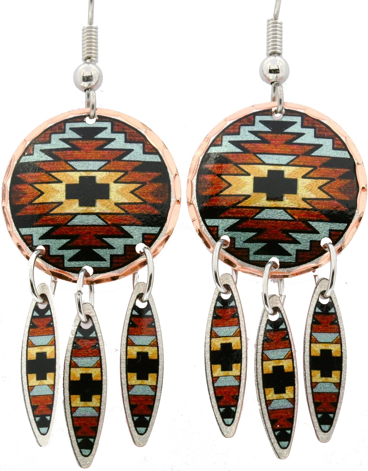 SW NATIVE DANGLE ROUND EARRINGS LDM-219