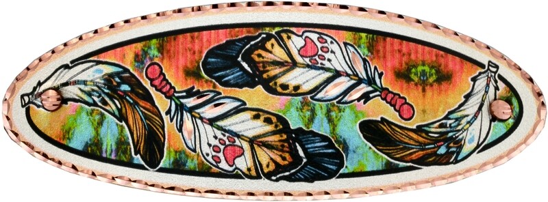 FEATHERS COLORFUL ARTWORK COPPER HAIR CLIP HY-08
