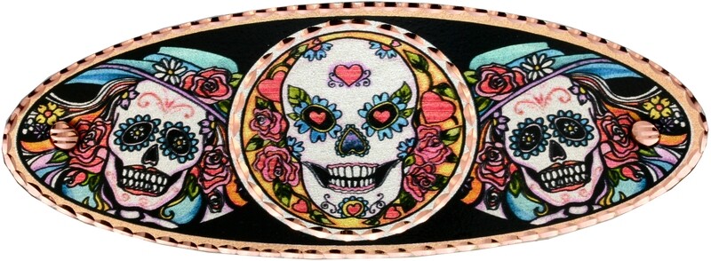 COLORFUL DAY OF THE DEAD ARTWORK HAIR CLIP HY-135