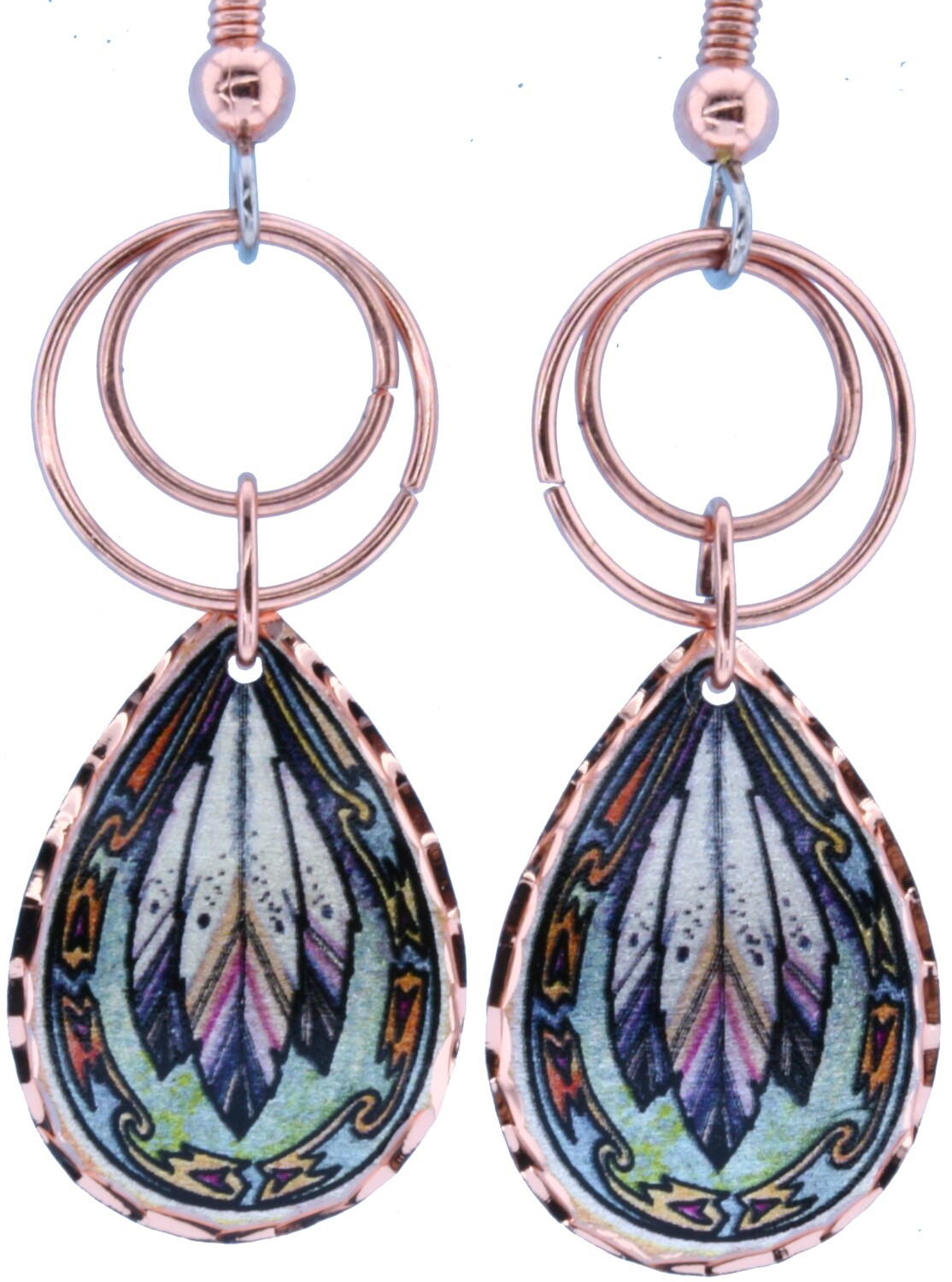 WIRE COPPER FEATHER ARTWORK EARRINGS LJ-49